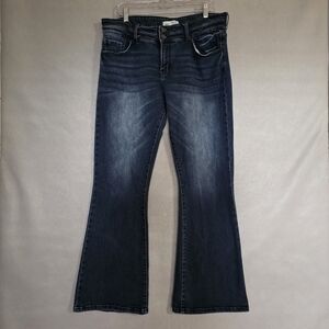 BKE Womens Payton Mid Rise Flare Denim Jeans BKE127L Size 34 x 33.5*